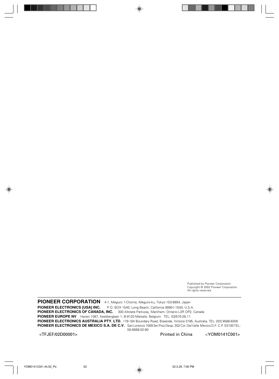 Pioneer corporation | Pioneer S-W40S User Manual | Page 52 / 52