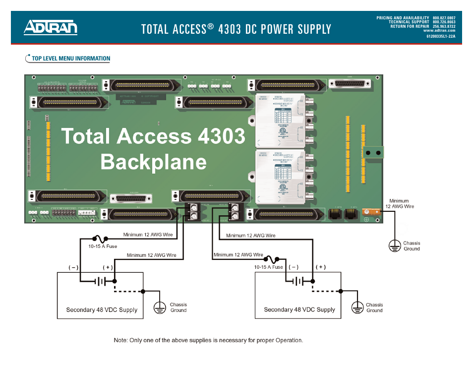 Total access, 4303 dc power supply | ADTRAN 4303 DC User Manual | Page 2 / 2