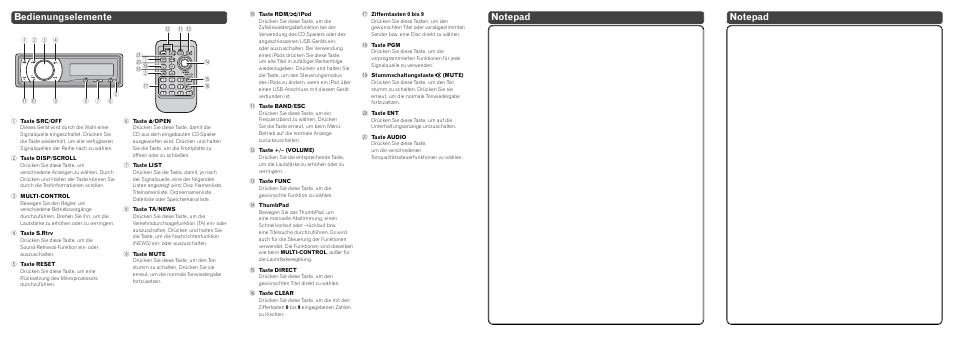 Bedienungselemente | Pioneer DEH-P7000UB User Manual | Page 6 / 14
