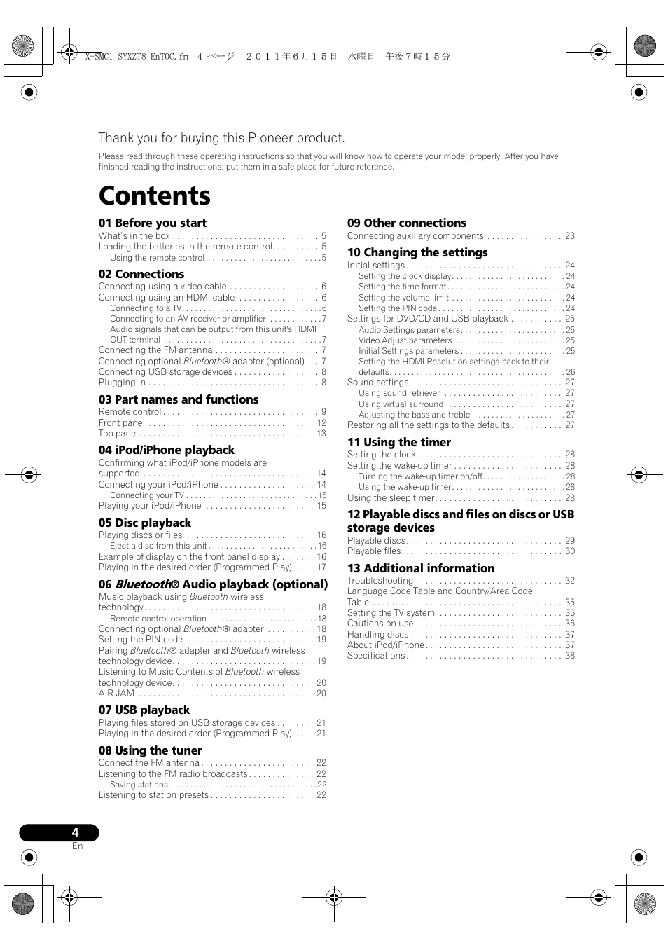 Pioneer X-SMC1-W User Manual | Page 4 / 116