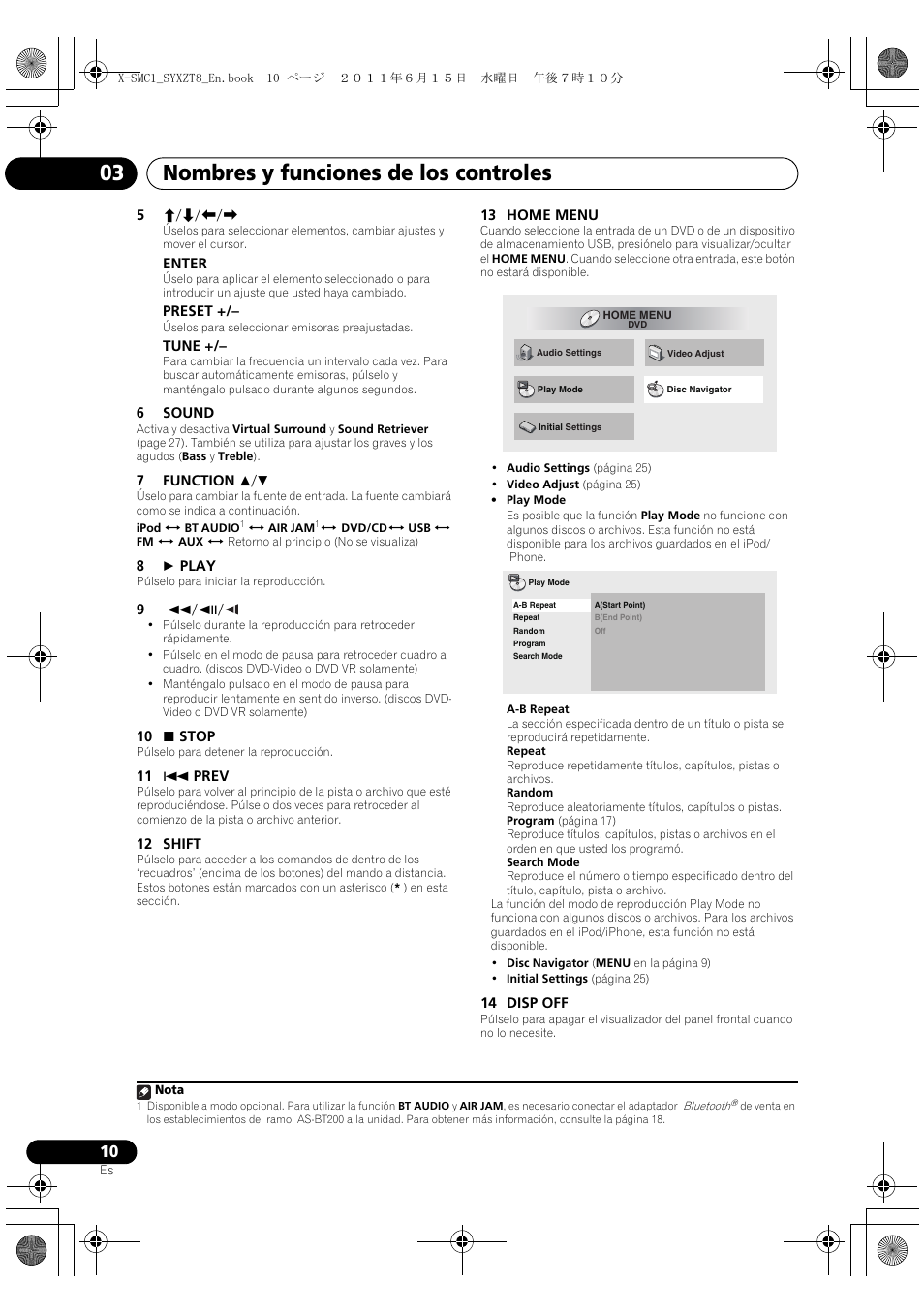 Nombres y funciones de los controles 03 | Pioneer X-SMC1-W User Manual | Page 86 / 116