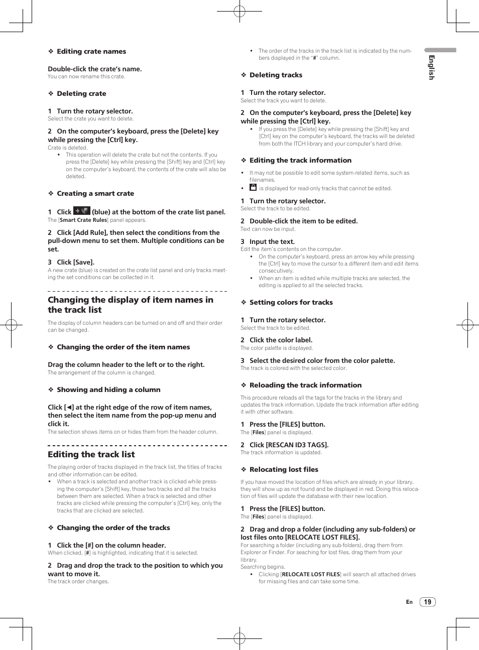 Editing the track list | Pioneer DDJ-S1 User Manual | Page 19 / 112