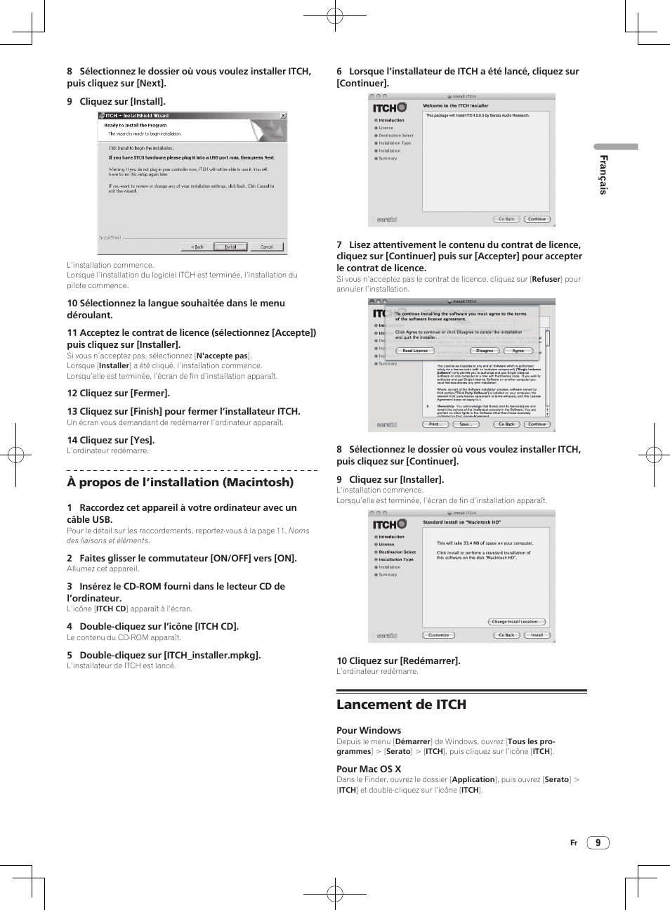 Lancement de itch, À propos de l’installation (macintosh) | Pioneer DDJ-S1 User Manual | Page 43 / 112