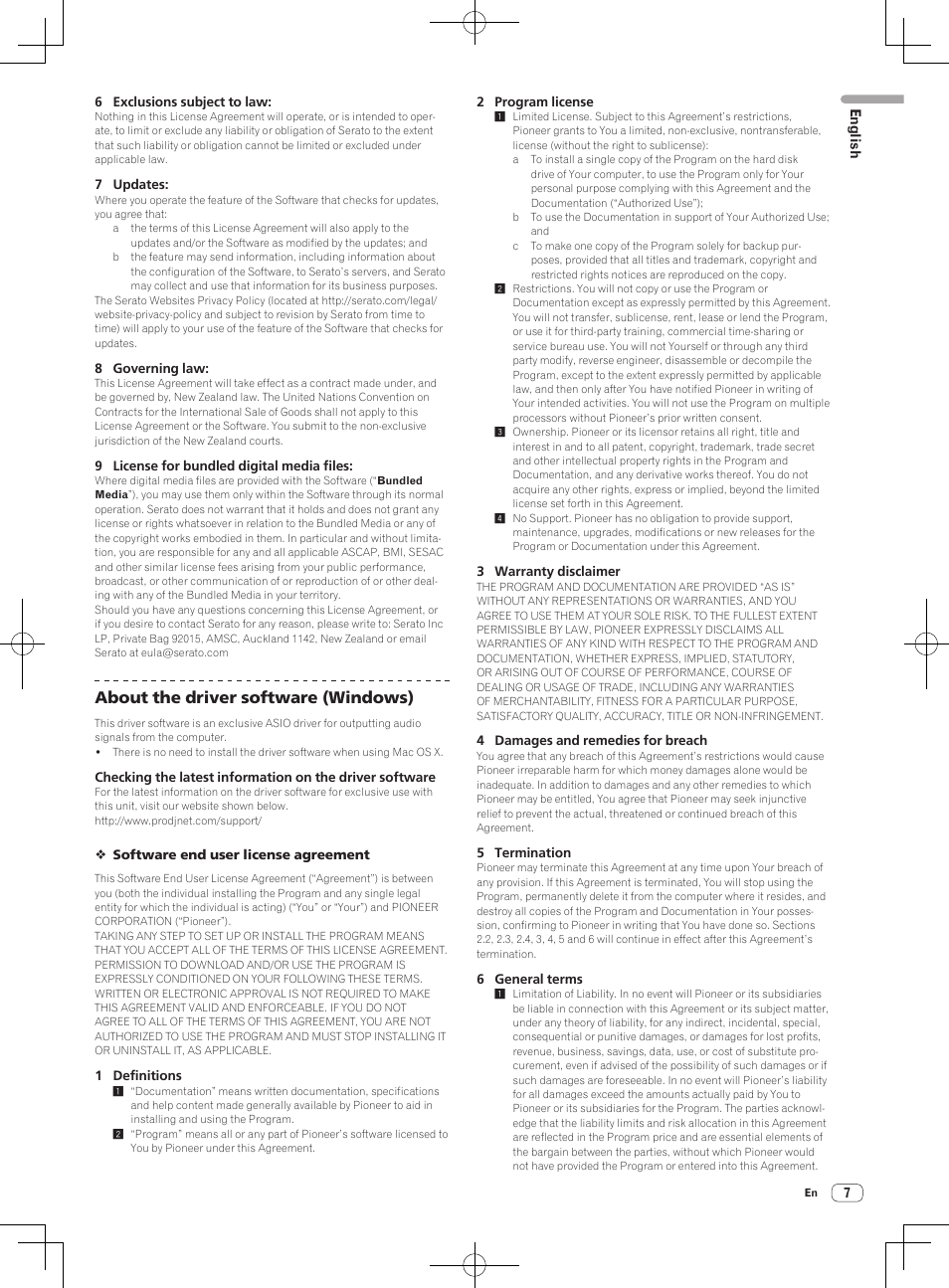 About the driver software (windows) | Pioneer DDJ-S1 User Manual | Page 7 / 112