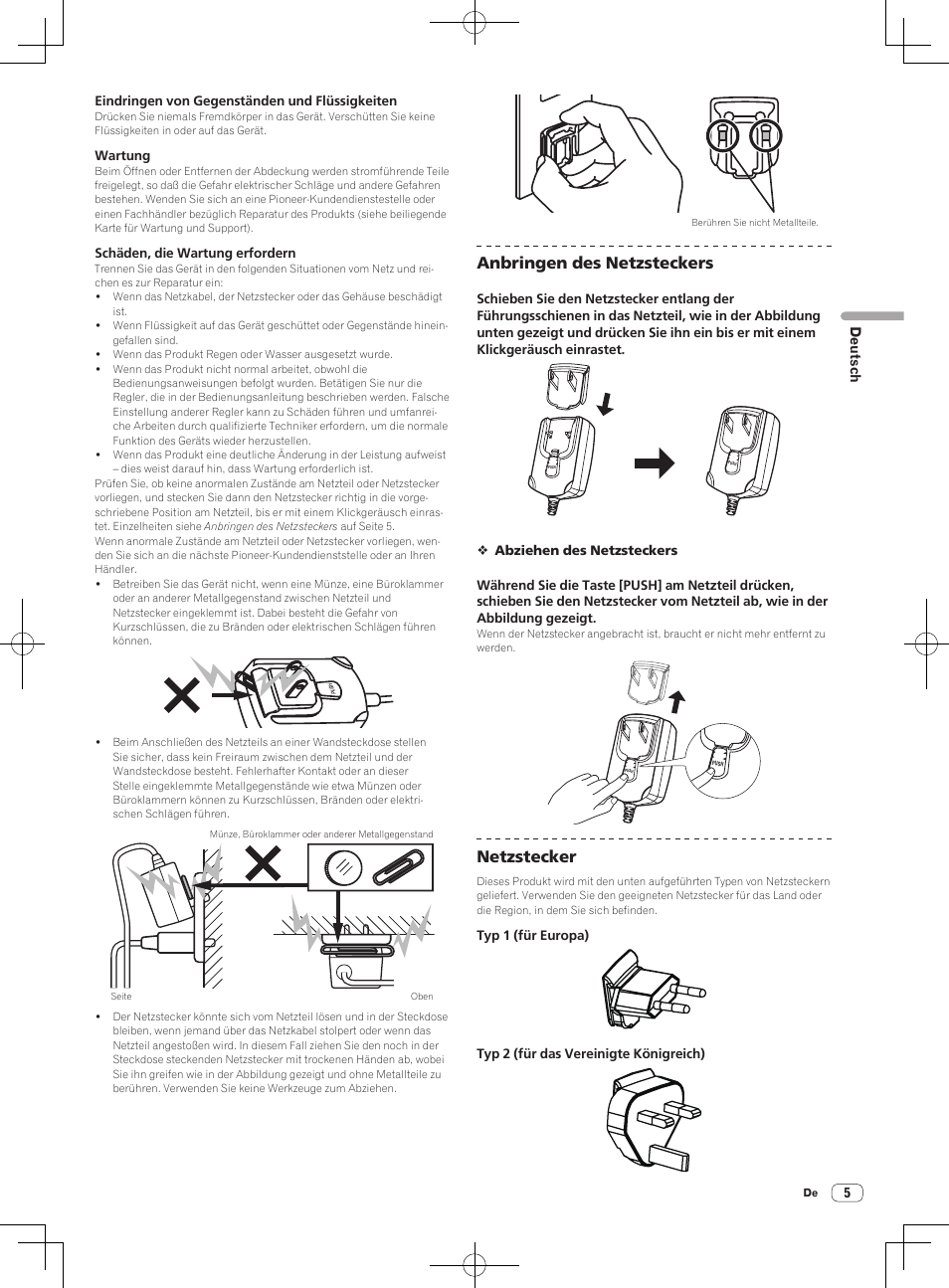Anbringen des netzsteckers, Netzstecker | Pioneer DDJ-S1 User Manual | Page 77 / 112