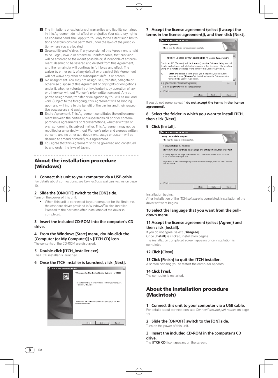 About the installation procedure (windows), About the installation procedure (macintosh) | Pioneer DDJ-S1 User Manual | Page 8 / 112