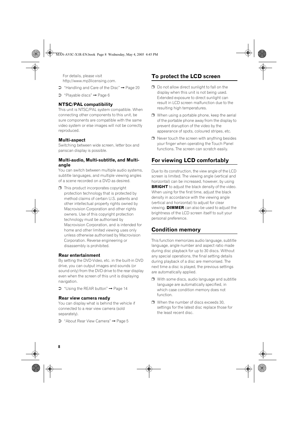 For viewing lcd comfortably | Pioneer AVIC-X1R User Manual | Page 10 / 30
