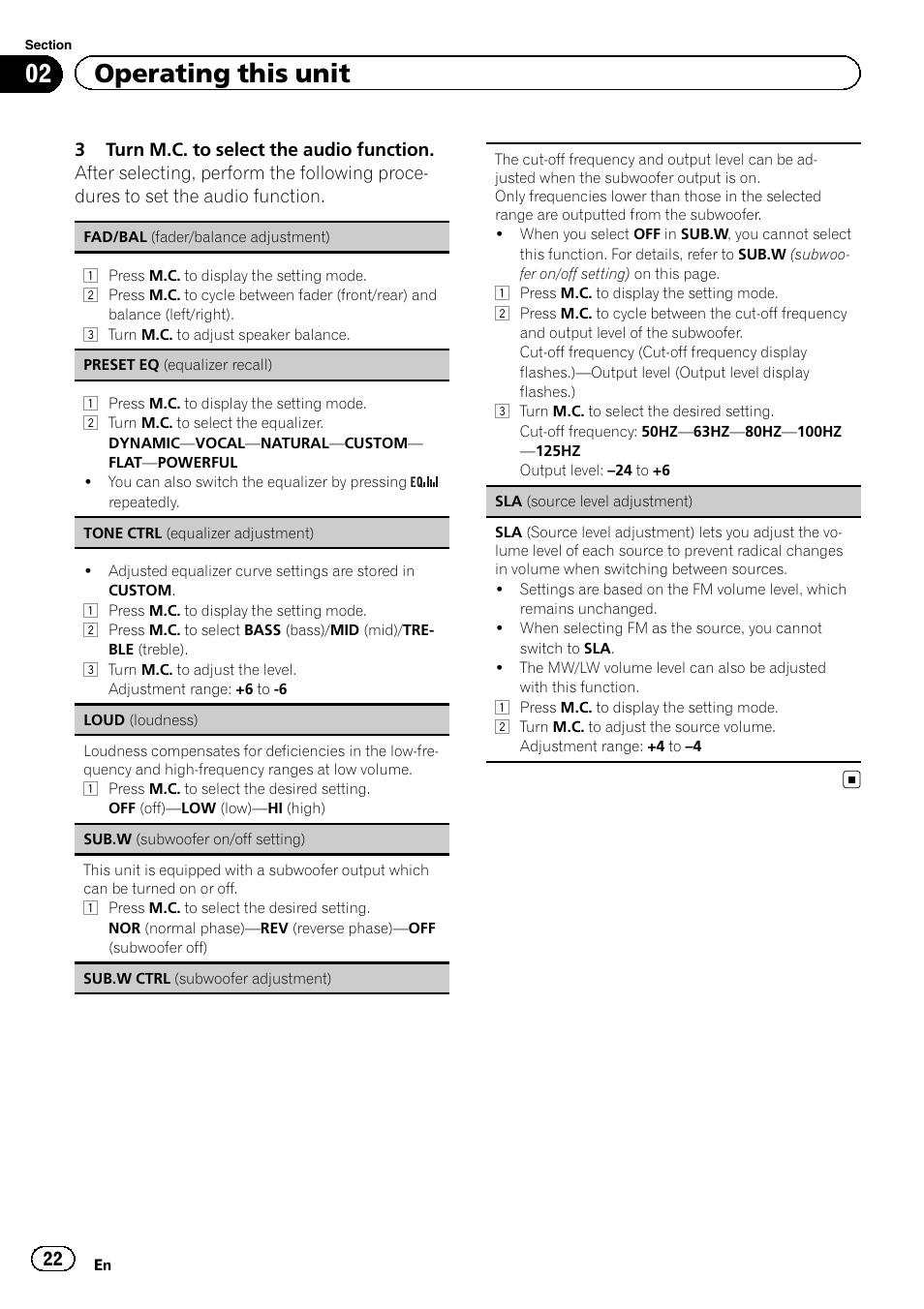 02 operating this unit | Pioneer DVH-340UB User Manual | Page 22 / 44