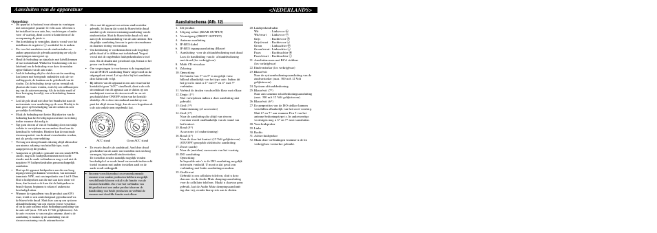 Nederlands> aansluiten van de apparatuur, Aansluitschema (afb. 12) | Pioneer DEH-P3600MPB User Manual | Page 8 / 8