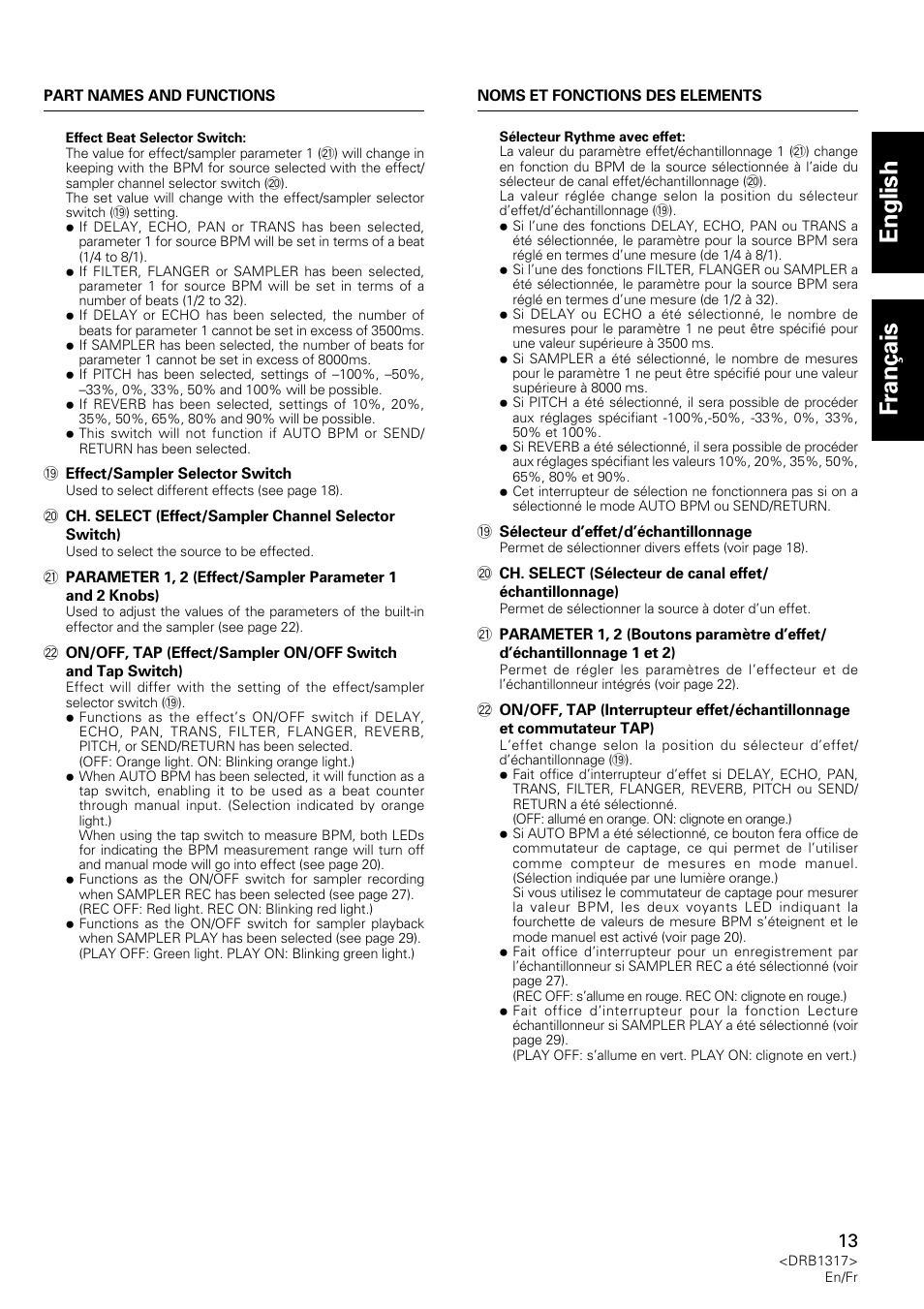 English fran ç ais | Pioneer DJM-600 User Manual | Page 13 / 112