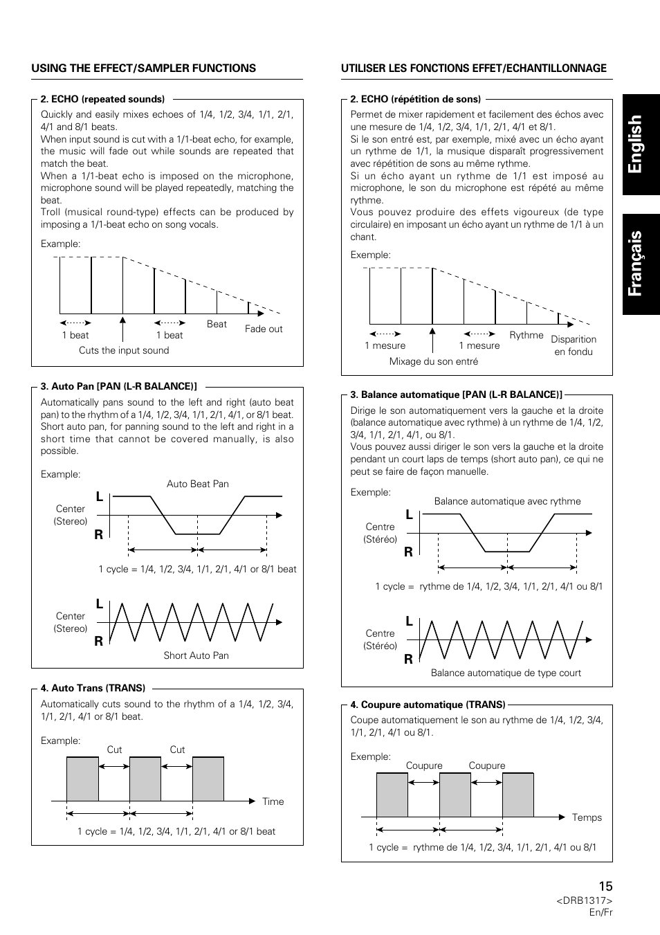 English fran ç ais, Lr l r | Pioneer DJM-600 User Manual | Page 15 / 112