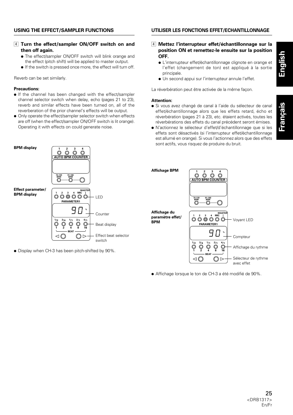 English fran ç ais | Pioneer DJM-600 User Manual | Page 25 / 112