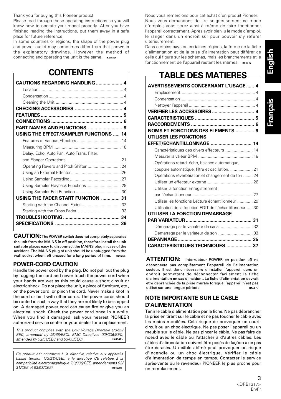 Pioneer DJM-600 User Manual | Page 3 / 112