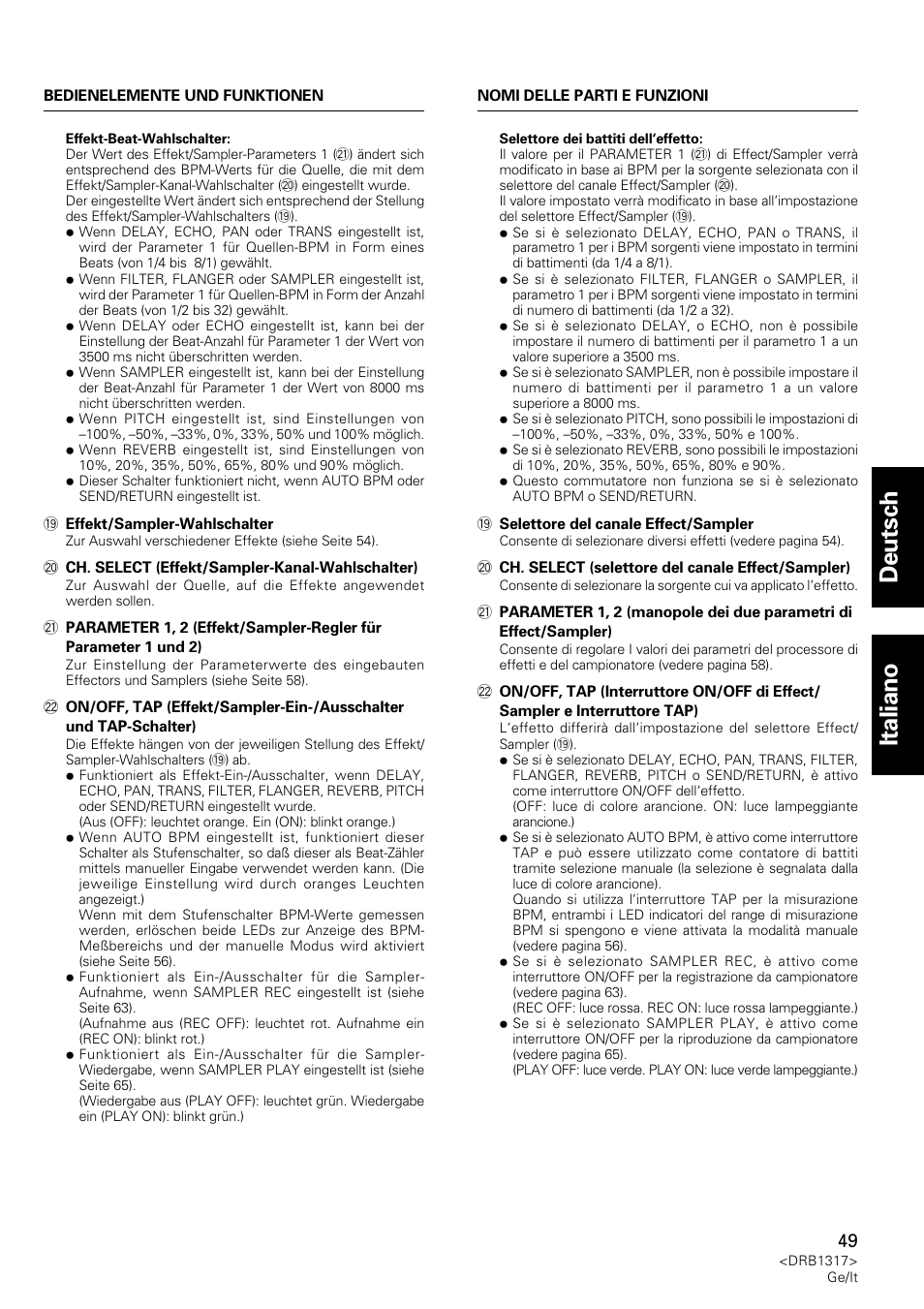 Deutsch italiano | Pioneer DJM-600 User Manual | Page 49 / 112