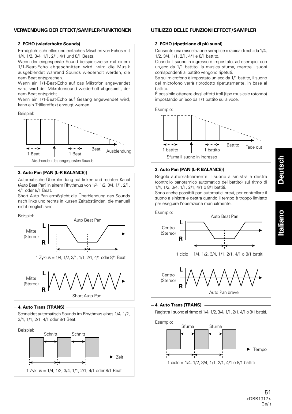 Deutsch italiano, Lr l r | Pioneer DJM-600 User Manual | Page 51 / 112