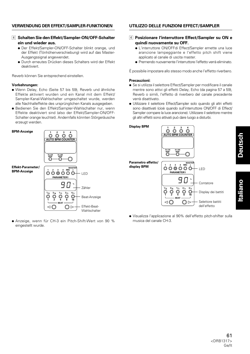 Deutsch italiano | Pioneer DJM-600 User Manual | Page 61 / 112