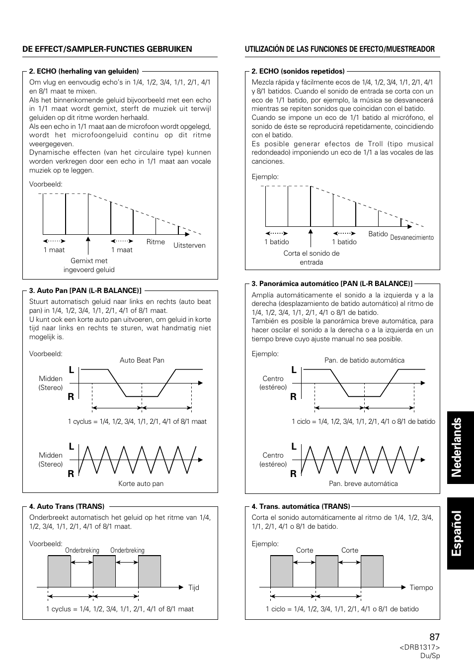 Nederlands espa ñ ol, Lr l r | Pioneer DJM-600 User Manual | Page 87 / 112