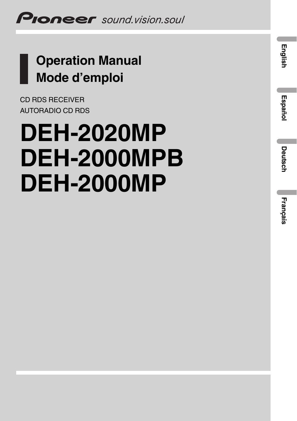 Pioneer DEH-2020MP User Manual | 75 pages