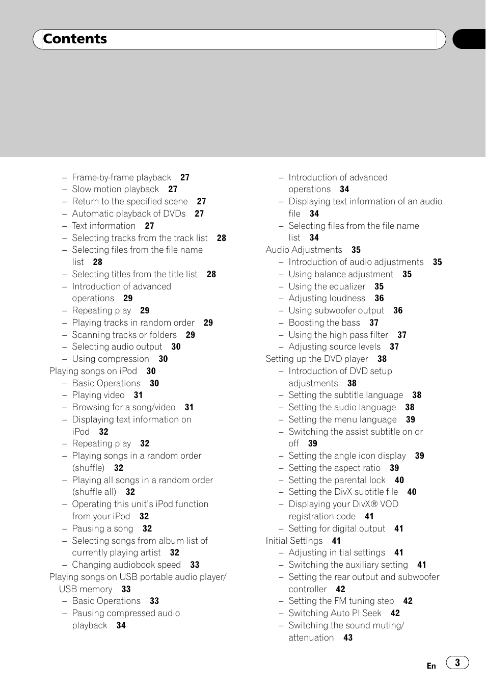 Pioneer AVH-P4000DVD User Manual | Page 3 / 95