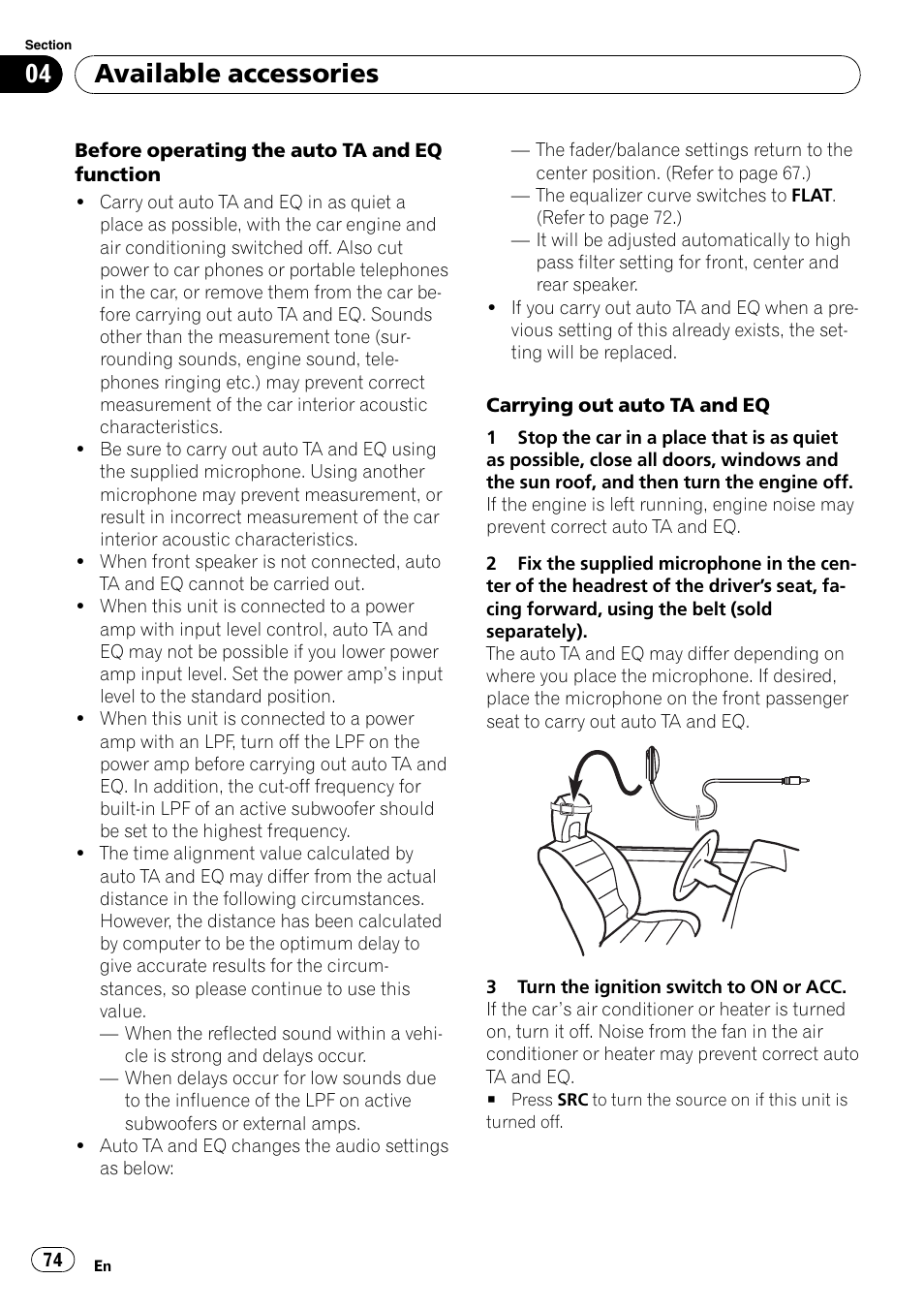 Available accessories | Pioneer AVH-P4000DVD User Manual | Page 74 / 95