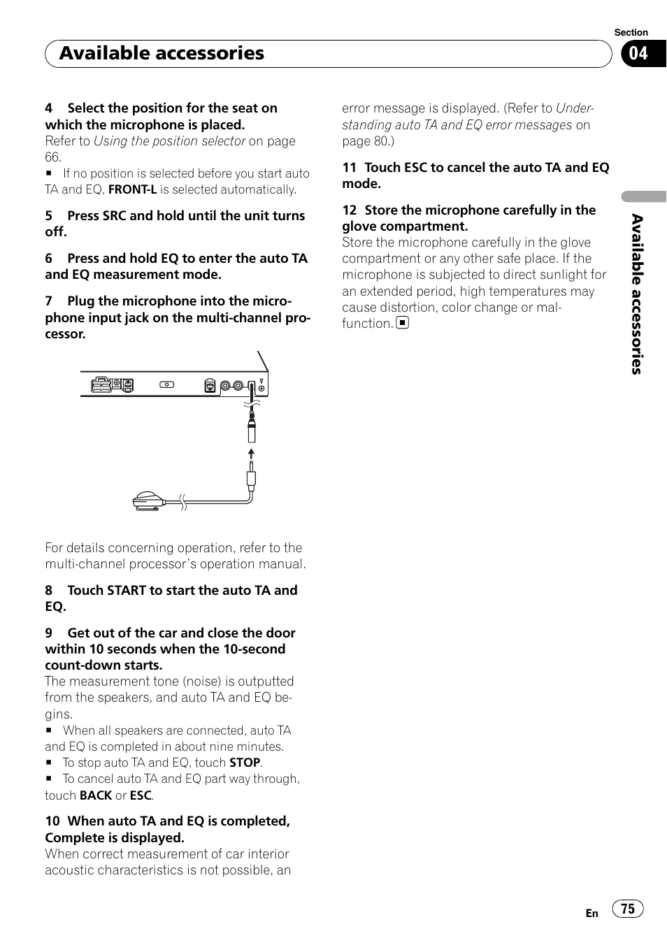 Available accessories | Pioneer AVH-P4000DVD User Manual | Page 75 / 95