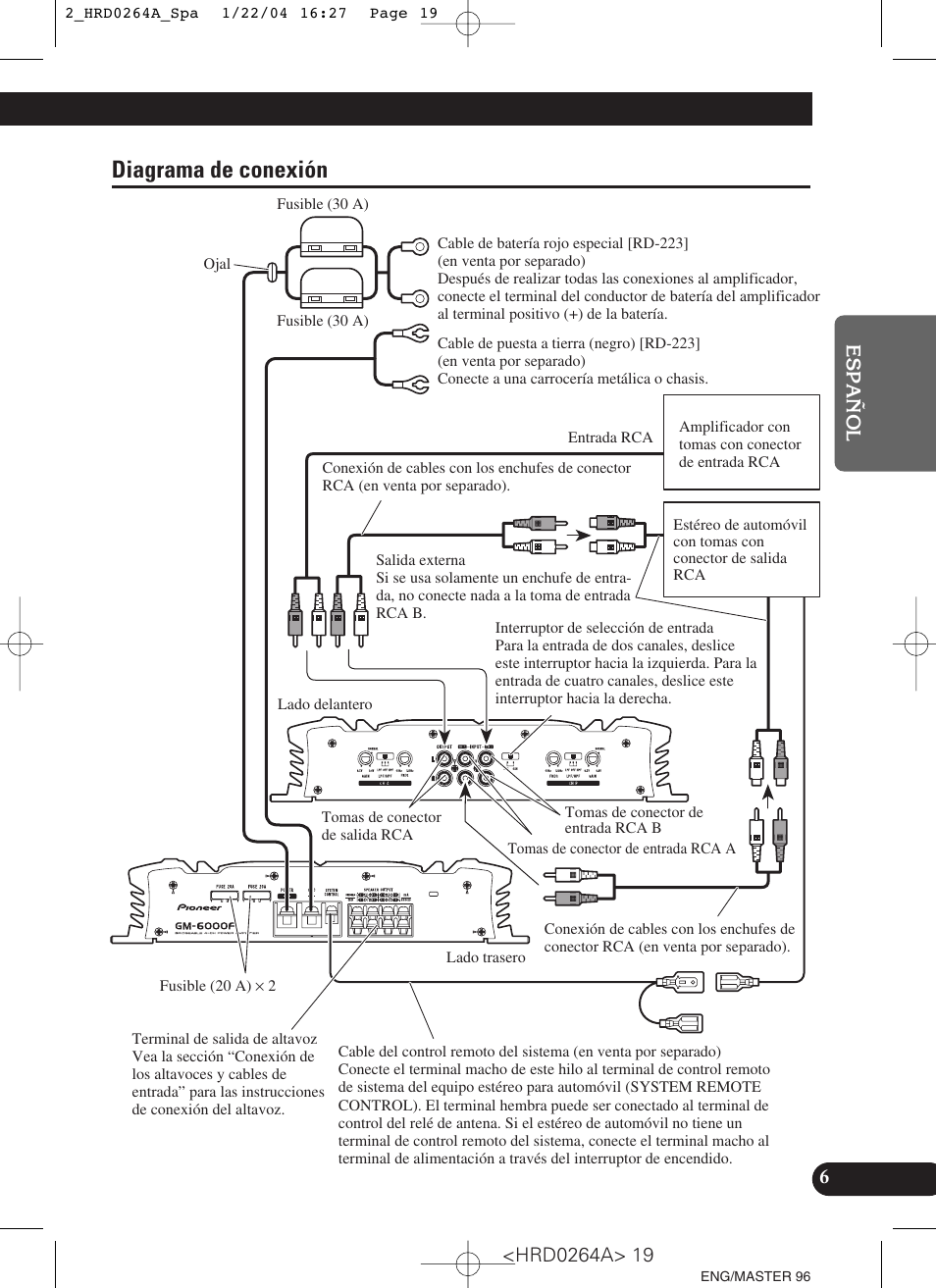 Diagrama de conexión | Pioneer GM-6000F User Manual | Page 19 / 74
