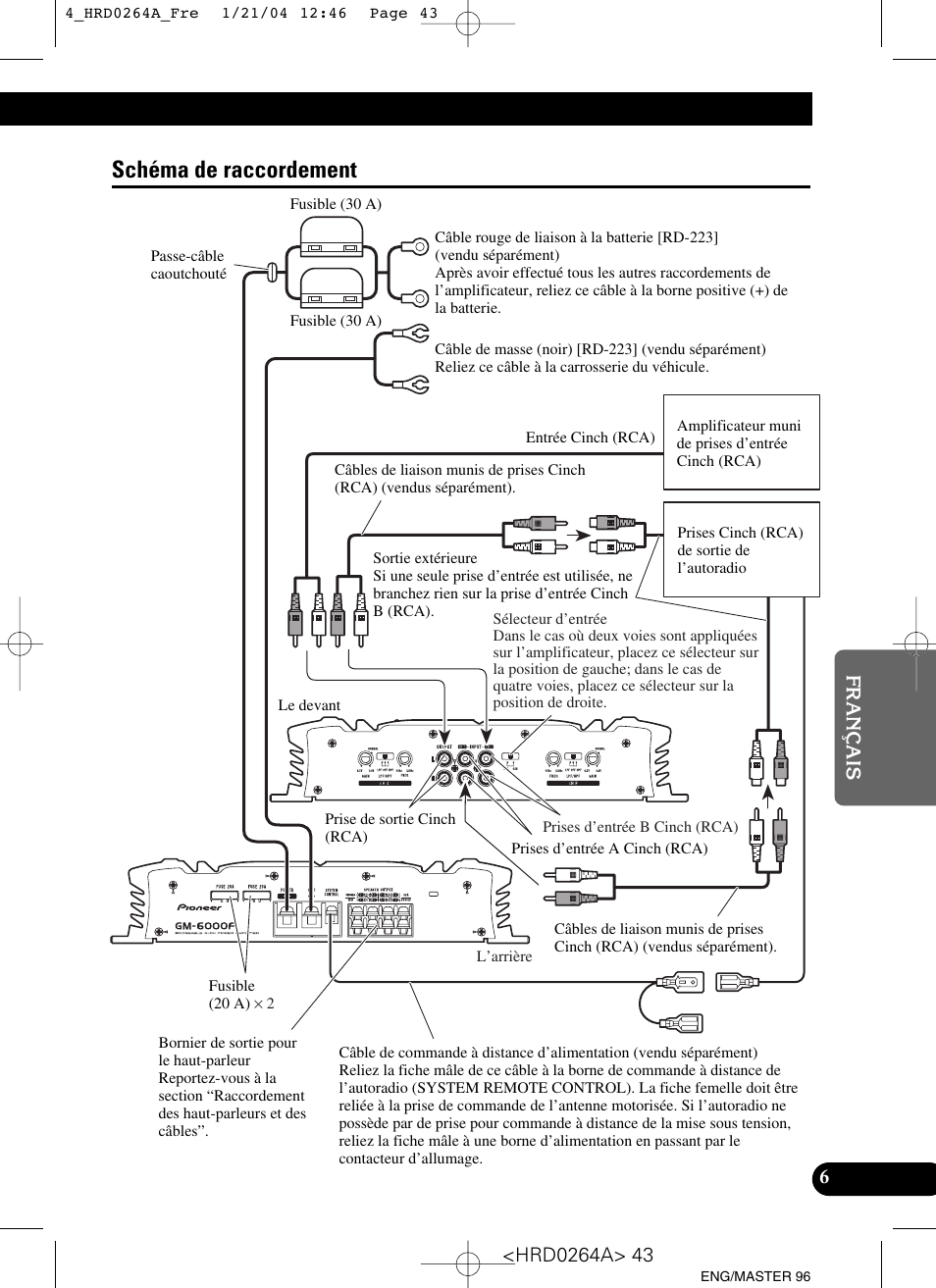 Schéma de raccordement | Pioneer GM-6000F User Manual | Page 43 / 74