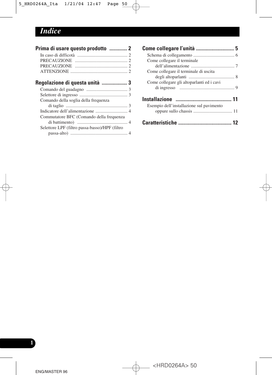 Indice | Pioneer GM-6000F User Manual | Page 50 / 74
