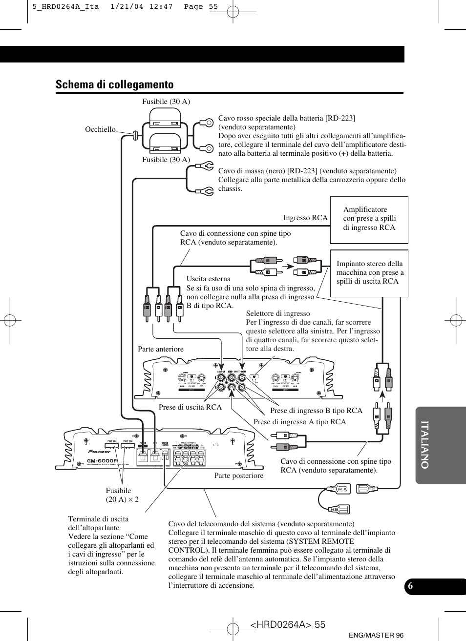Schema di collegamento | Pioneer GM-6000F User Manual | Page 55 / 74
