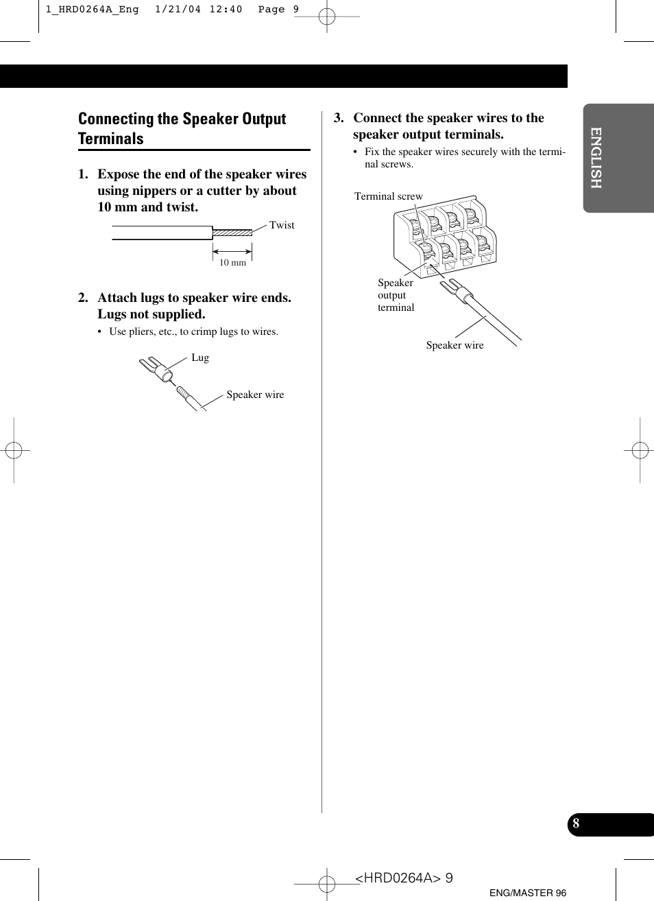 Connecting the speaker output terminals | Pioneer GM-6000F User Manual | Page 9 / 74