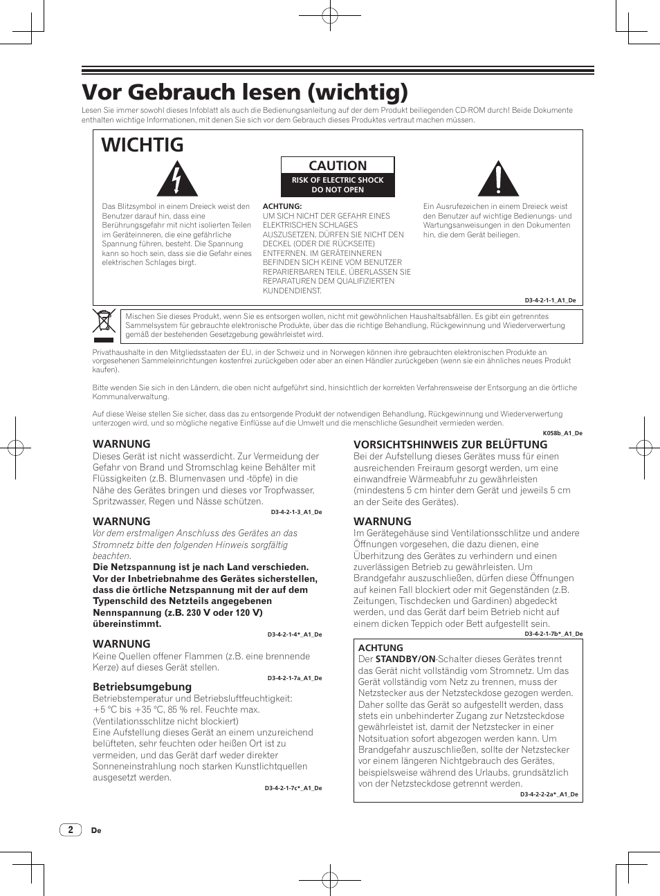 Vor gebrauch lesen (wichtig), Dj-system, Wichtig | Caution | Pioneer XDJ-AERO User Manual | Page 10 / 36