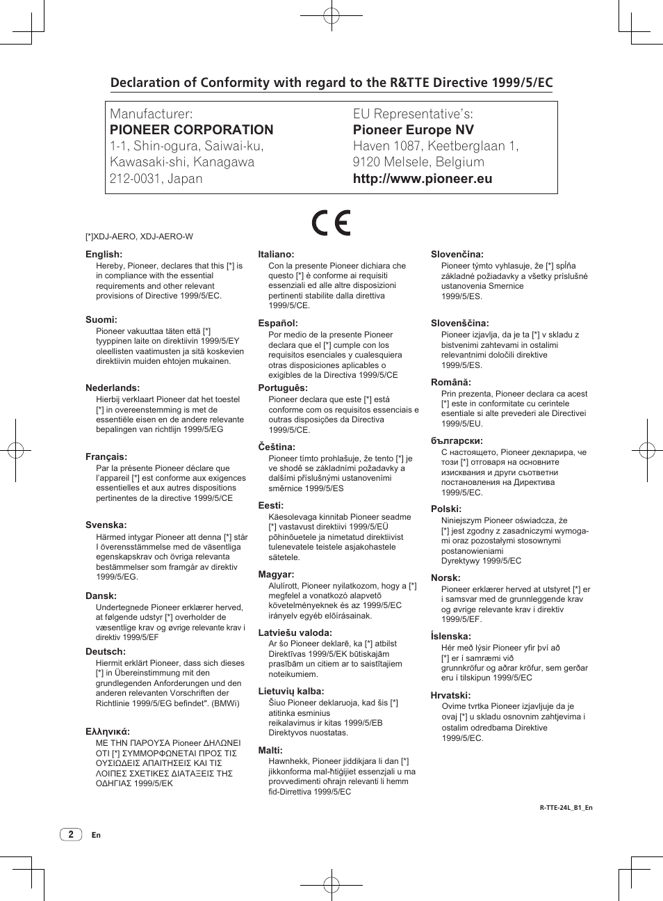 Read before use (important), Dj system | Pioneer XDJ-AERO User Manual | Page 2 / 36