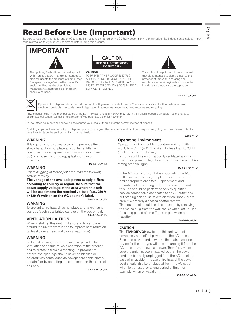 Read before use (important), Important, Caution | Pioneer XDJ-AERO User Manual | Page 3 / 36