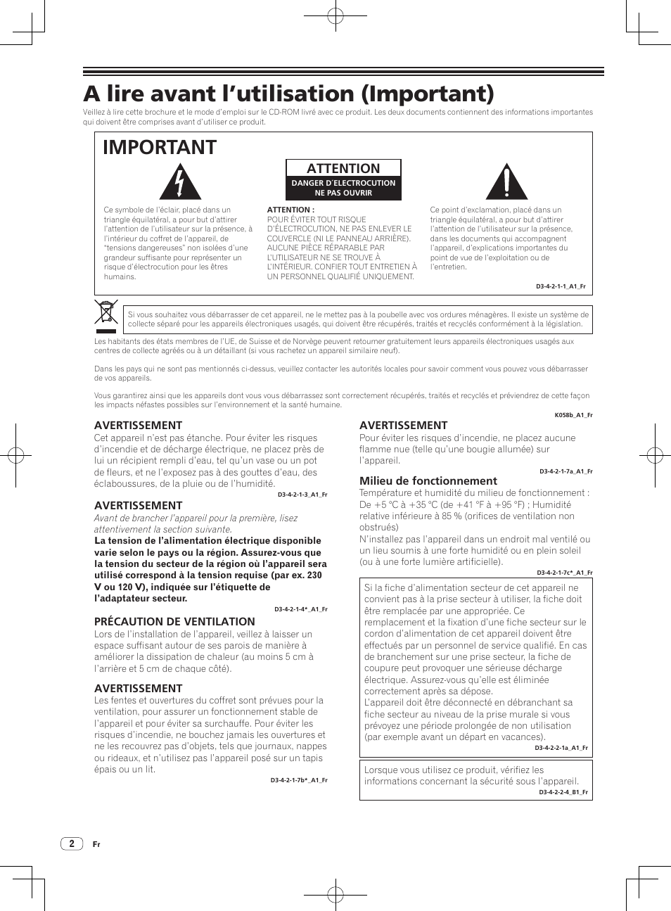 A lire avant l’utilisation (important), Système dj, Important | Attention | Pioneer XDJ-AERO User Manual | Page 6 / 36