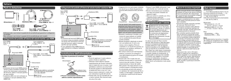 Italiano, Informazioni per l’utente, Installazione dell’alimentatore | Misure di sicurezza importanti, Dati tecnici | Pioneer CD-AH200C User Manual | Page 4 / 8