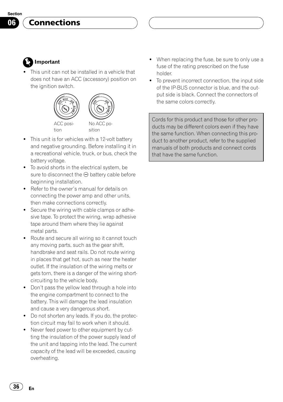 Connections | Pioneer CD-BTB100 User Manual | Page 36 / 175
