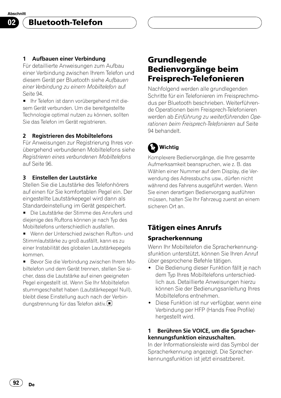 Grundlegende bedienvorgänge beim, Freisprech-telefonieren, Tätigen eines anrufs 92 | Bluetooth-telefon | Pioneer CD-BTB100 User Manual | Page 92 / 175