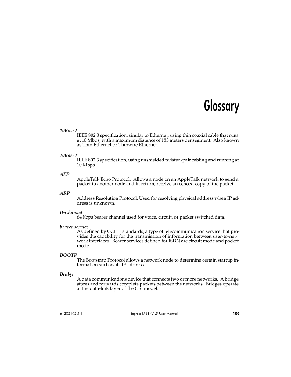 Glossary | ADTRAN L768 User Manual | Page 125 / 145