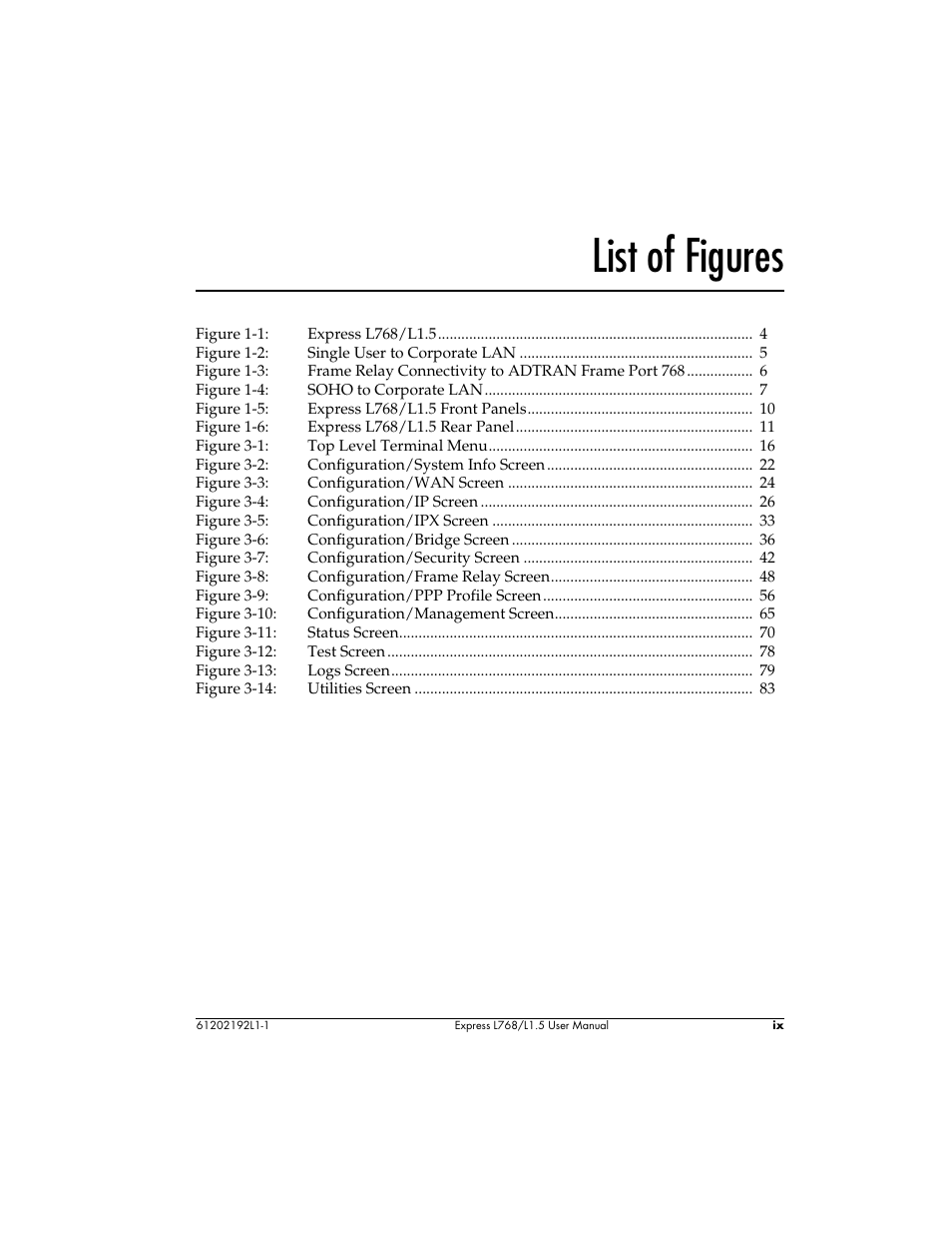 List of figures | ADTRAN L768 User Manual | Page 13 / 145