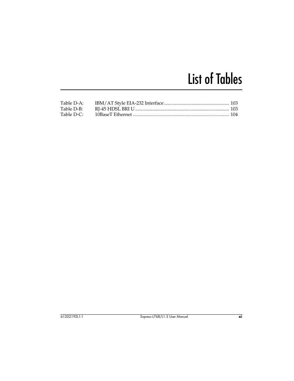 List of tables | ADTRAN L768 User Manual | Page 15 / 145