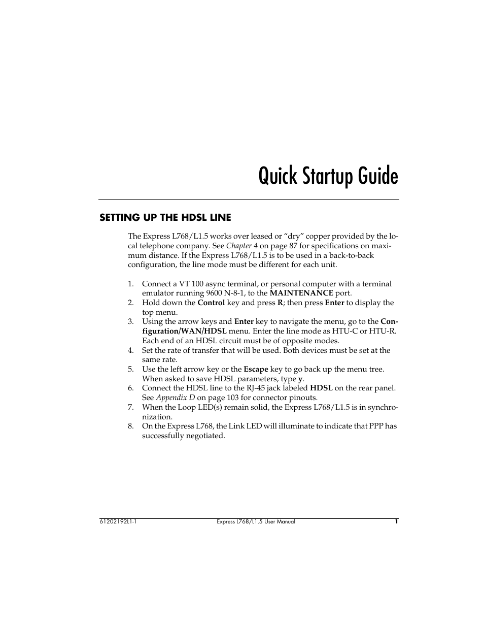 Quick startup guide | ADTRAN L768 User Manual | Page 17 / 145