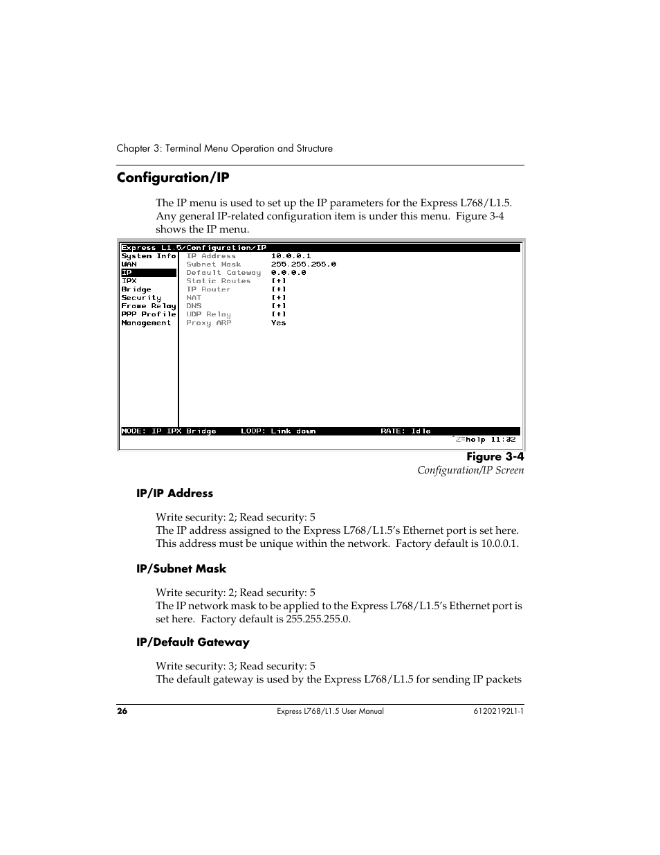 Configuration/ip | ADTRAN L768 User Manual | Page 42 / 145