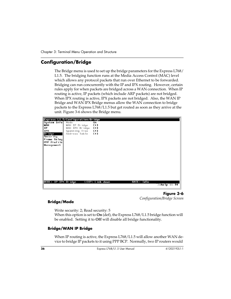 Configuration/bridge | ADTRAN L768 User Manual | Page 52 / 145