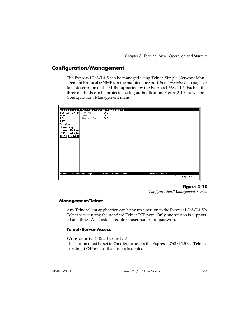 Configuration/management | ADTRAN L768 User Manual | Page 81 / 145