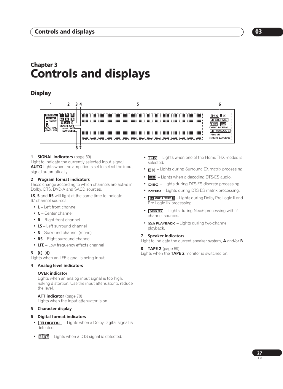 03 controls and displays, Display, Controls and displays | Controls and displays 03, Chapter 3 | Pioneer VSA-AX10Ai-S User Manual | Page 27 / 104