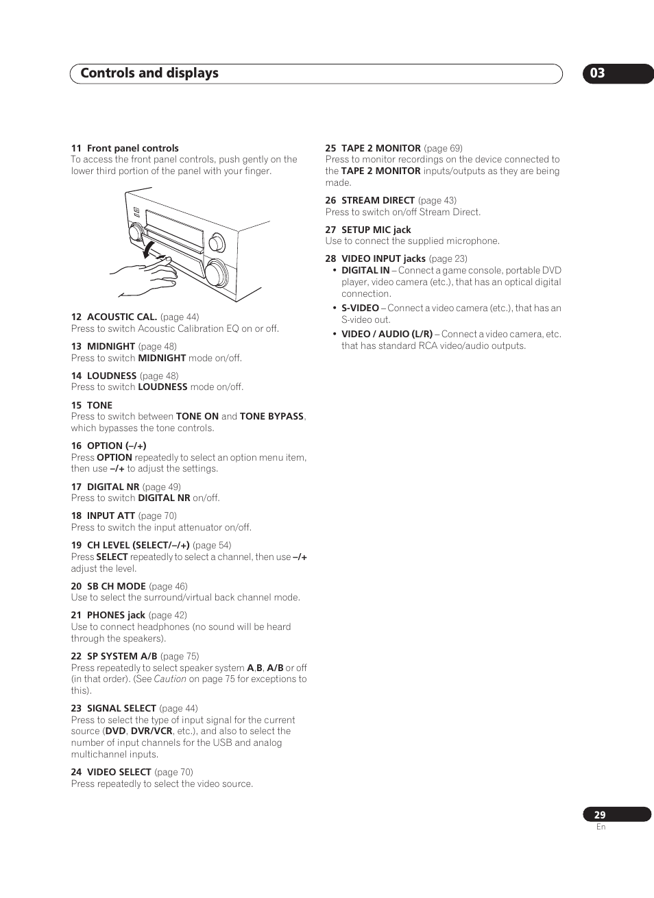 Controls and displays 03 | Pioneer VSA-AX10Ai-S User Manual | Page 29 / 104