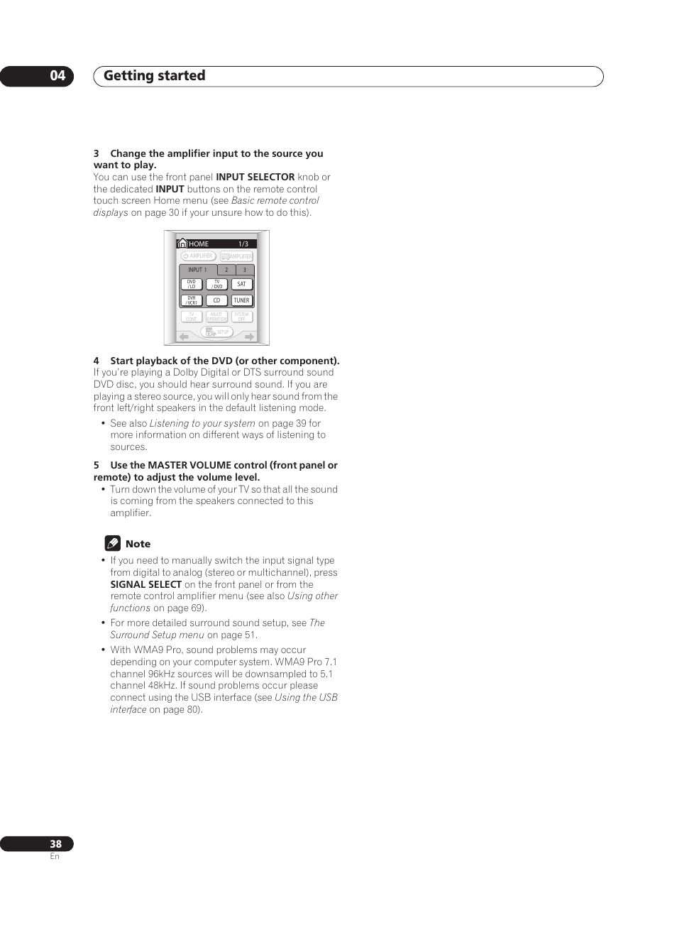 Getting started 04 | Pioneer VSA-AX10Ai-S User Manual | Page 38 / 104