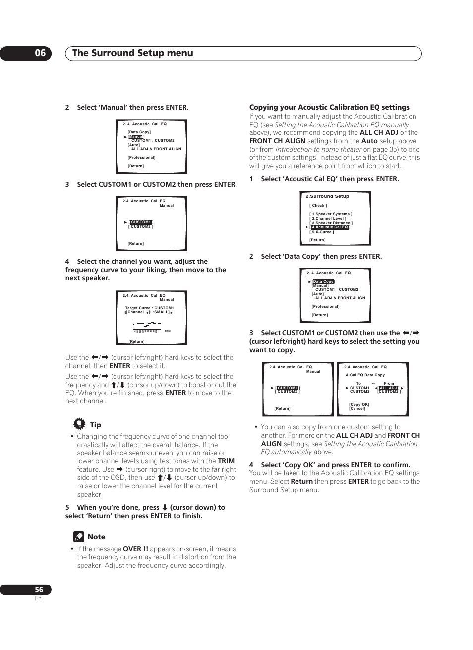 The surround setup menu 06, Copying your acoustic calibration eq settings | Pioneer VSA-AX10Ai-S User Manual | Page 56 / 104