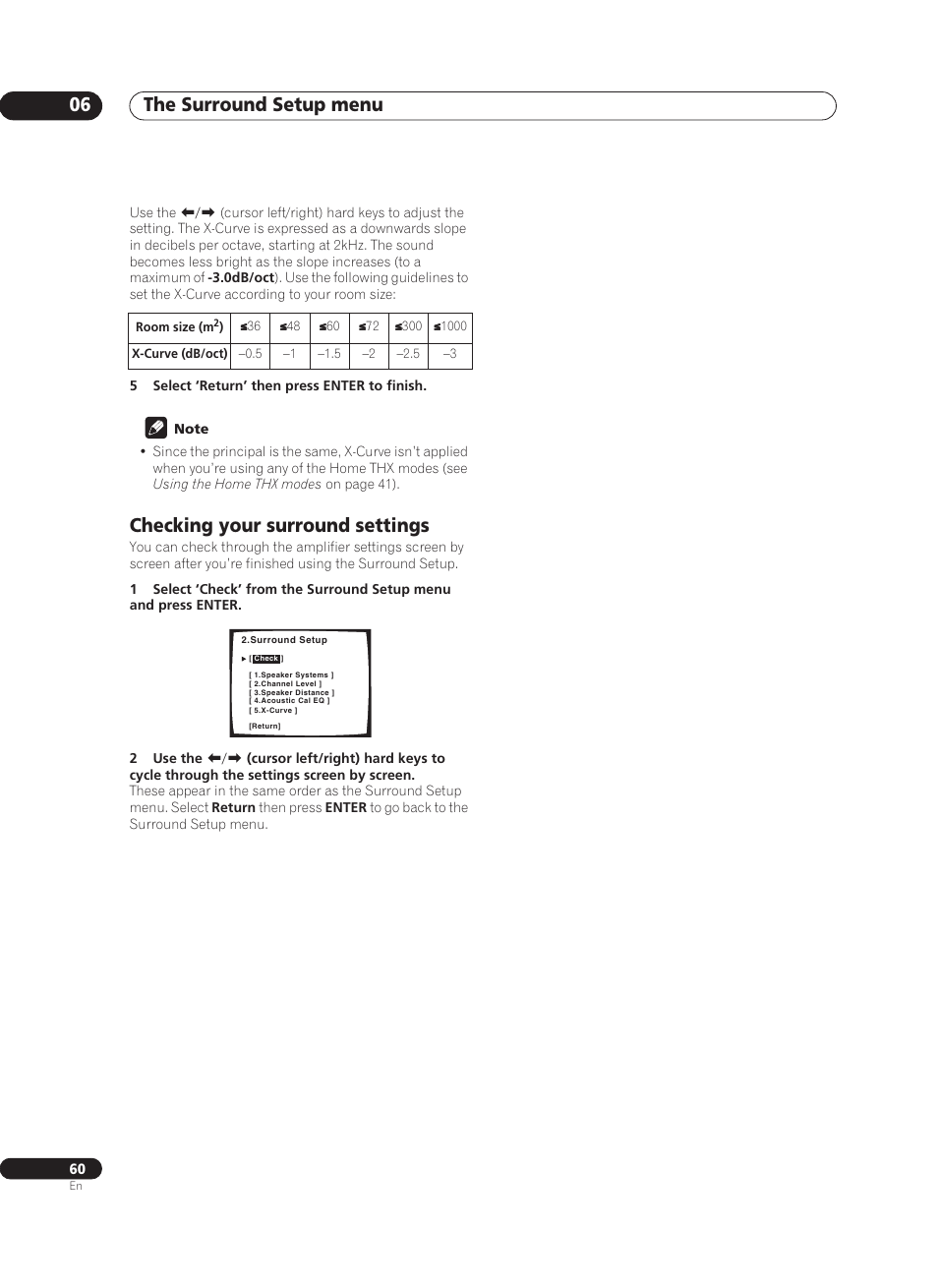 Checking your surround settings, The surround setup menu 06 | Pioneer VSA-AX10Ai-S User Manual | Page 60 / 104