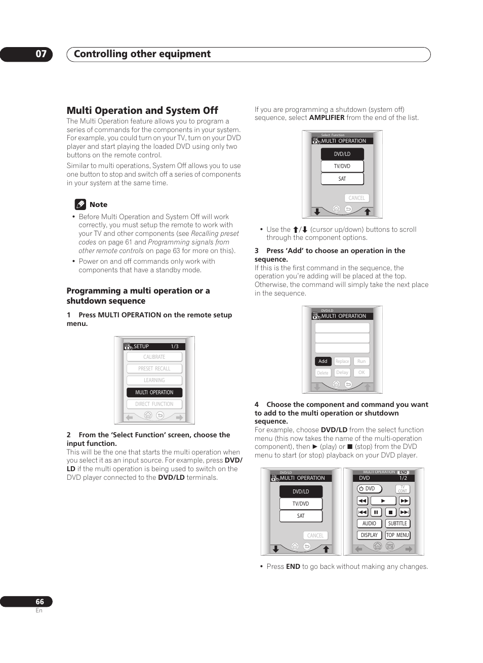 Multi operation and system off, Controlling other equipment 07 | Pioneer VSA-AX10Ai-S User Manual | Page 66 / 104
